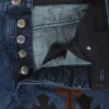 Chrome Hearts Fleur Jeans avec Cross Patch au genou