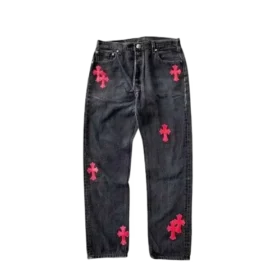 Chrome Hearts Jeans avec Cross Patch Croix-Rouge