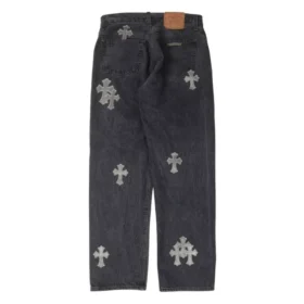 Chrome Hearts Jeans avec Cross Patch en cuir de poney
