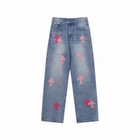 Chrome Hearts Jeans avec logo croix rose