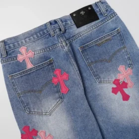 Chrome Hearts Jeans avec logo croix rose