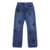Jeans avec empiècements en cuir en forme de Cross Patch Jeans avec empiècements en cuir en forme de Cross Patch