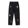 Jeans brodés Chrome Hearts noirs Jeans brodés Chrome Hearts noirs