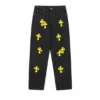 Jeans Chrome Hearts Jaune Effet Usé Jeans Chrome Hearts Jaune Effet Usé