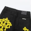 Jeans Chrome Hearts Jaune Effet Usé Jeans Chrome Hearts Jaune Effet Usé