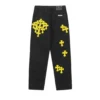Jeans Chrome Hearts Jaune Effet Usé Jeans Chrome Hearts Jaune Effet Usé