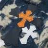 Jeans Chrome Hearts multicolores tie-dye à croix