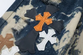 Jeans Chrome Hearts multicolores tie-dye à croix
