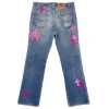 Jeans en denim rose pour femme Chrome Hearts Jeans en denim rose pour femme Chrome Hearts