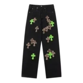 Jeans à patchs en cuir