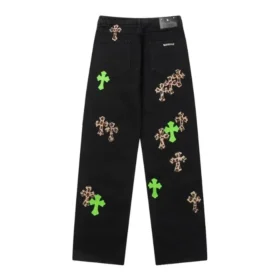 Jeans à patchs en cuir