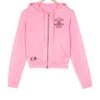 Sweat à capuche rose zippé Chrome Hearts pour fille