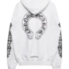 Sweat à capuche zippé blanc à motif floral et Horseshoe