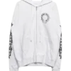 Sweat à capuche zippé blanc à motif floral et Horseshoe