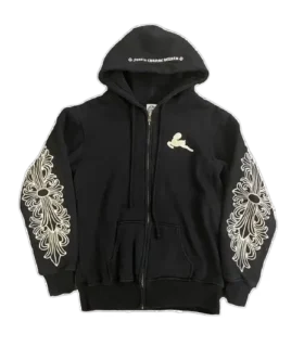 Sweats à capuche zippés rares Chrome Hearts avec motif Floral Cross et croix Foti