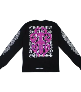 T-shirt à manches longues Chrome Hearts avec motif « Eye Chart » et Dagger rose