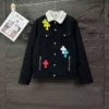 Veste en denim Chrome Hearts avec col blanc et Cross Patches