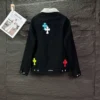 Veste en denim Chrome Hearts avec col blanc et Cross Patches